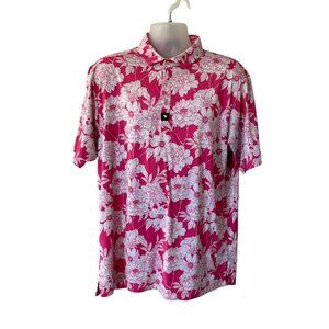 Bad Birdie Mens Golf Polo Pink Floral Colorful Size Xlarge Performance
